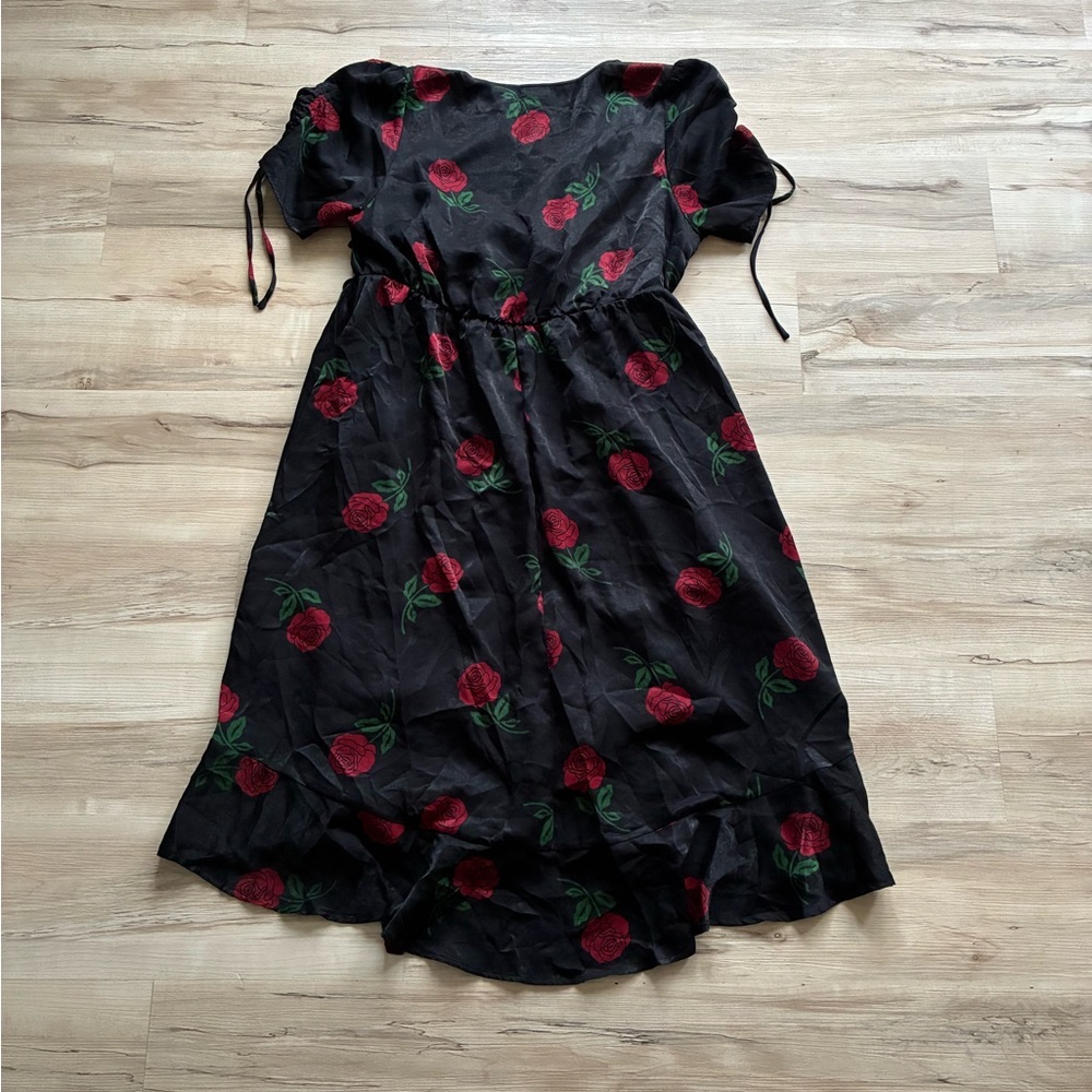 Torrid Rose Floral Midi Brushed Charmeuse Wrap Dress - Picture 15 of 15